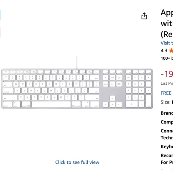 Apple Wired Keyboard with Numeric Keypad Compatible - Picture 6 of 9